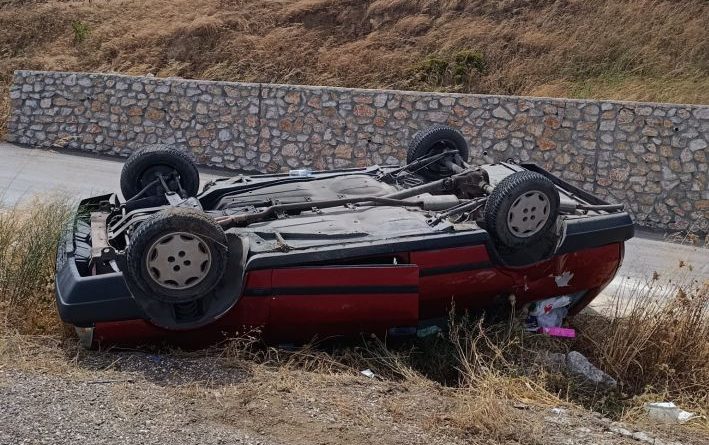 BAGFAŞ ÖNÜNDE YOLDA TAKLA ATTI